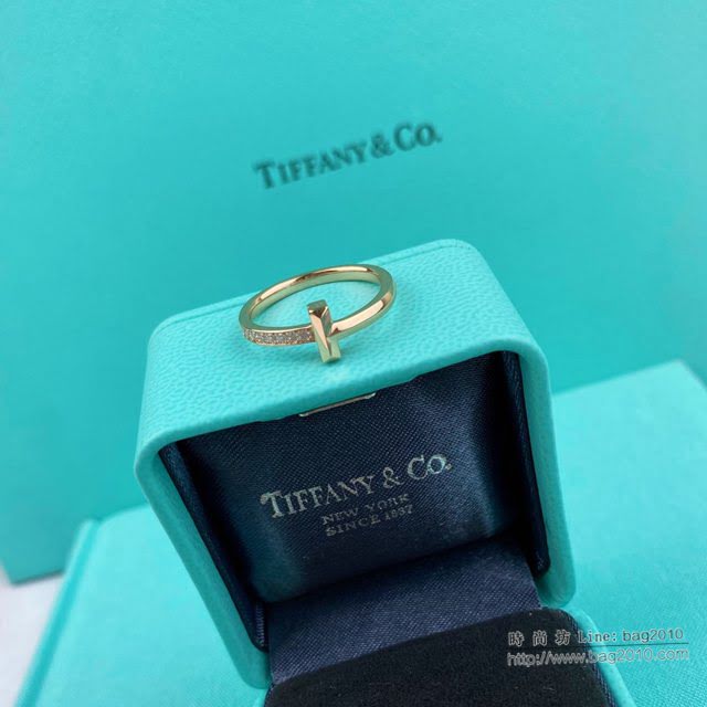 Tiffany純銀飾品 蒂芙尼女士專櫃爆款T Two戒指 Tiffany925純銀電鍍k金雙t戒指  zgt1696